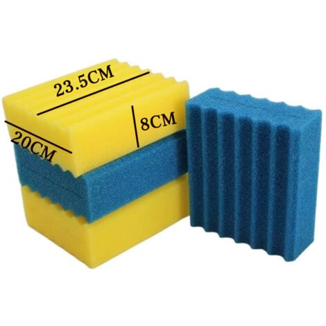 4 Pièce CBF350 Éponges filtrantes de bassin – Mousse de filtration biologique efficace, nettoyage et remplacement faciles, éponges fines bleues grossières et jaunes pour filtre de bassin CBF-350