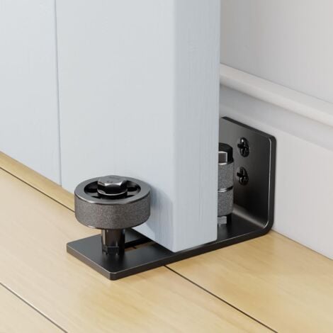 Guide Sol Porte Coulissante, Guide de plancher Porte, Rail de Sol Pour Porte De Grange, Guide Pour Le Sol du Support du Sol Coulissant Pour Montage Mural Réglable en Acier au Carbone