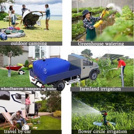 Réservoir d'eau Pliable, Grand Portable PVC Souple Capacité Poche à Eau Citerne Souple, Antifuite Plein Air Jardin Cuve Récupérateur Eau de Pluie avec Robinet de Arrosage Vidange AmL1RDJvp