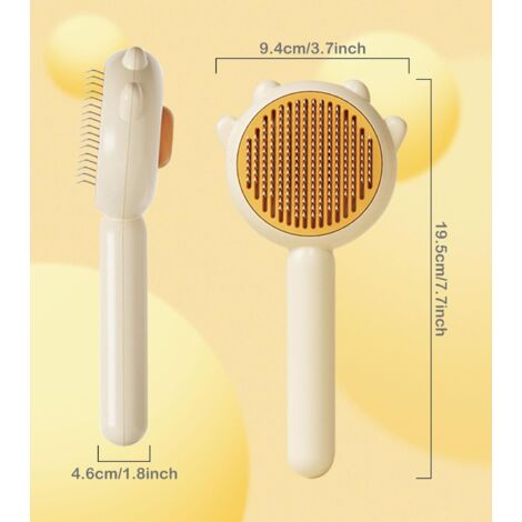 Brosses pour animaux, brosses pour chiens et chats, brosses pour chats à poils longs et courts, brosse autonettoyante pour animaux de compagnie pour masser et éliminer les poils de chat (jaune clair)