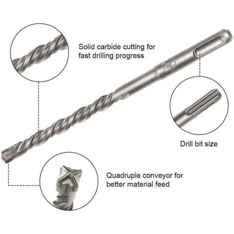 Foret béton SDS , 9pcs (5 Mm 16x160 Mm) foret carrelage, foret Coffret de mèches et burins pour un perforateur , Forets Transversaux Pour Béton, Brique, Pierre, Naturelle, Métal