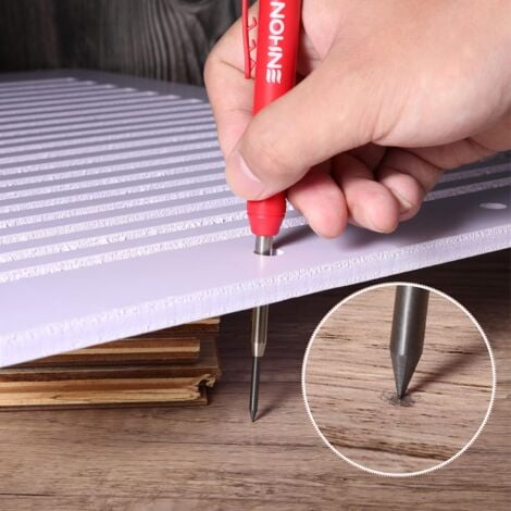 4 Pièces Crayons de Charpentier Mécaniques avec Taille-Crayon Intégré et 40 Recharge, Crayons de Menuiserie à Trous Profonds Solides pour le chantier，de menuiserie pour construction