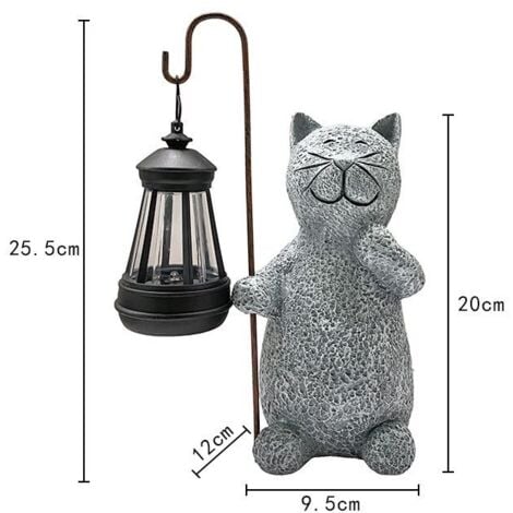Statue animaux Chat Decoration Statue Jardin Exterieur avec Lampe Solaire - Salon Chaton Décoration Cadeau pour Femme Homme Maman Anniversaire Decor Imperméable pour de Jardin Balcon