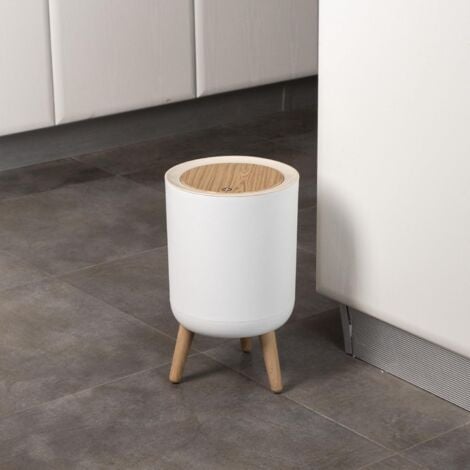 Poubelle sur pied de salle de bain  7L  couleur bois pour la cuisine, la salle de bain, la chambre, le salon, le bureau, l'extérieur