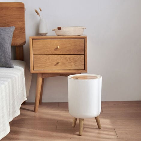 Poubelle sur pied de salle de bain  7L  couleur bois pour la cuisine, la salle de bain, la chambre, le salon, le bureau, l'extérieur