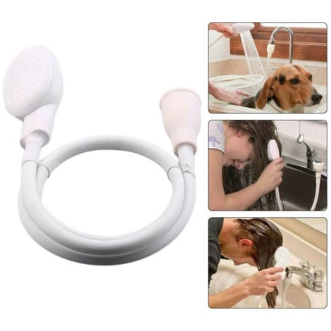 Douchette Robinet pour Mélangeur Plastique, Douchette Tuyau Lavabo Universelle Adaptable sur Robinet, Douchette Coiffure à domicile, Bain Bébé, Animal, WC (1M/39.37inch)