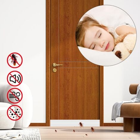 Calfeutrer Bas de Porte, Bande d'Etanchéité en Silicone Souple Isolant Phonique Thermique Anti Bruit Poussière Stop à l'air Froid Anti Souris Fourmi Cafard Insectes (5 X 100 CM, Blanc)
