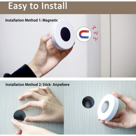 Veilleuse Led, Magnétique lampe detecteur de mouvement interieur avec tampons adhésifs gratuits, Coller n'importe où, Capteur sans fil USB rechargeable  Blanc chaud  Paquet de 2 (Auto-4000K)