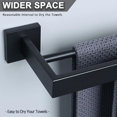 Serviette Noir Mat Double Barre Porte-Serviettes Support Mural en Acier Inoxydable 2 Barres Étagère De Salle De Bain Accessoires De Salle De Bain (Size : 40CM)