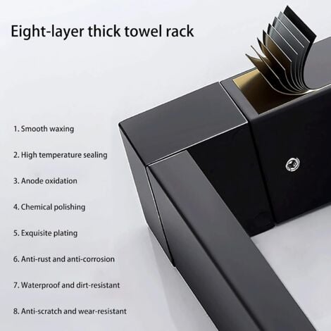 Serviette Noir Mat Double Barre Porte-Serviettes Support Mural en Acier Inoxydable 2 Barres Étagère De Salle De Bain Accessoires De Salle De Bain (Size : 40CM)