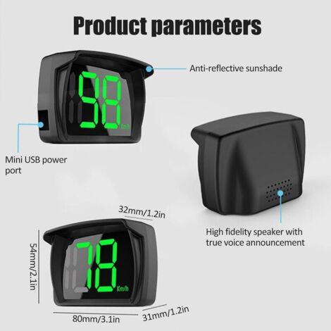 Compteur de Vitesse Intelligent GPS ,Voiture HUD Headup Display KM/H  avec LED Grand Affichage de Police pour Voiture Camion SUV Moto