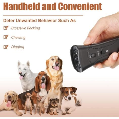 Répulsif à ultrasons pour chien - Double canal - Appareil anti-aboiement 3 en 1 - Outil de dressage pour chien avec lampe de poche LED