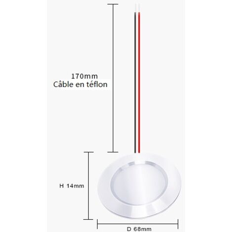 Mini Spot LED Encastrable perçage 55mm diamètre 68mm Compact 3W DC12V étanche IP54 Salle de bain, cuisine, meubles (Aluminium, Blanc Naturel 4000K) [Classe énergétique E]