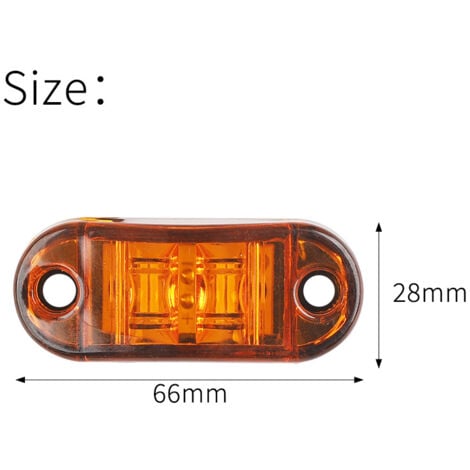 10X 2 LED Feux de Marquage Latéral 12 / 24V Feux De Gabarit LED Remorque Lampe Latérale Avertissement Lumière jaune pour Camion RV Caravan