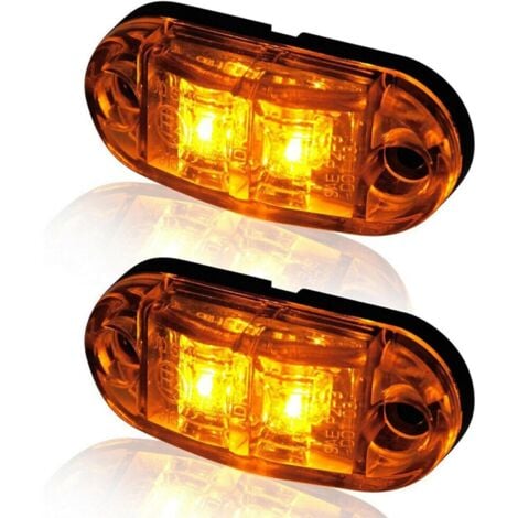 10X 2 LED Feux de Marquage Latéral 12 / 24V Feux De Gabarit LED Remorque Lampe Latérale Avertissement Lumière jaune pour Camion RV Caravan