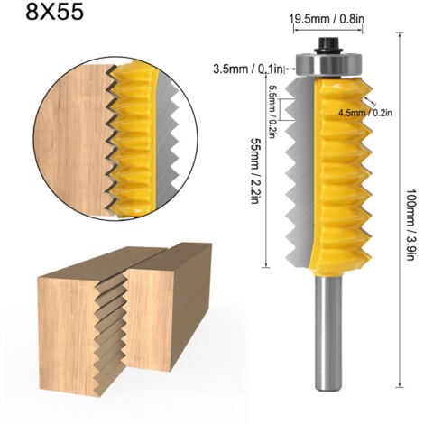 Fraise pour défonceuse, affleureuse et toupie,8 mm Shank panneau surélevé « V » Bits joint entures Colle Fraise for bois Tenon Boiseries cône Tenon fraisage Tenoning machine (Size : 8 x 55)