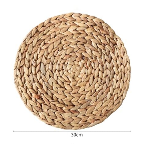 Sets de table Lot de 4 sets de table ronds en jacinthe d'eau naturelle, 30cm, tissés à la main, de haute qualité, pour Cuisine Restaurant Table à Manger