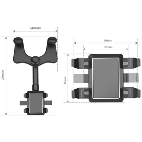 Support de téléphone de Voiture pour rétroviseur, Auto Support Téléphone Voiture Rotatif et Rétractable à 360° pour Tous Les Smartphones
