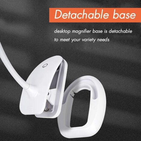 Loupe avec lumière, lampe grossissante 5X 10X avec support et pince, lampe grossissante de bureau rechargeable et à luminosité réglable pour la lecture de près Hobby Crafts Workbench Sewing