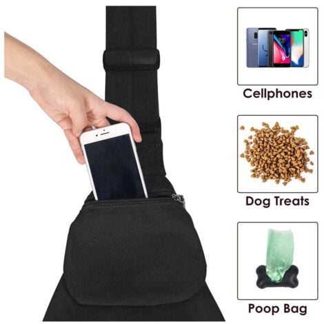 Sac pour animaux de compagnie, sac messager mains libres étanche pour chien et chat pour voyage en plein air (noir)