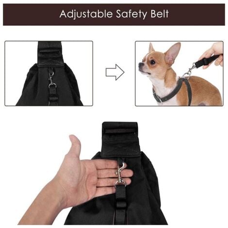 Sac pour animaux de compagnie, sac messager mains libres étanche pour chien et chat pour voyage en plein air (noir)