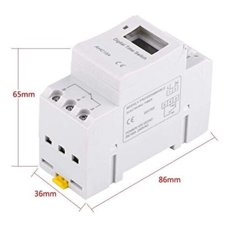 Minuteur Numérique Programmable, Ecran LCD Interrupteur Horaire Hebdomadaire avec Programmation Minuteur Programmable sur Rail DIN (220 V)