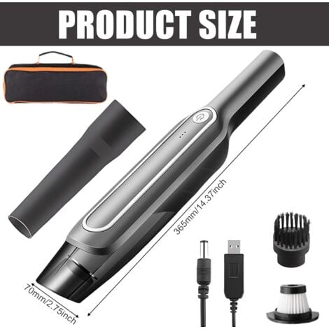 Aspirateur à main sans fil silencieux 50000Pa - 5000mAh rechargeable, filtre nano réutilisable, mini aspirateur de table pour voiture - cuisine, voiture, canapé, animaux domestiques
