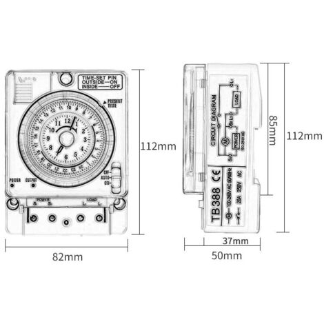 Relais de temporisation mécanique d'horloge analogique, interrupteur de temporisation AC220V 16A, intervalle 15 minutes, durée 24 heures