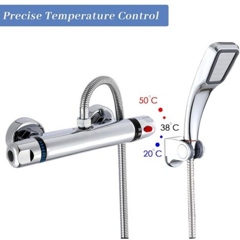 Douche thermostatique, robinet de baignoire à température constante en laiton 59, protection de sécurité anti-brûlure 38 ℃,  pour régler avec précision la température et le volume d'eau (l'interface d
