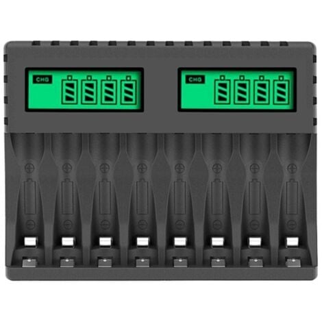 Chargeur de batterie intelligent à 8 emplacements pour piles rechargeables AA Ni-MH/Ni-Cd avec station de charge de batterie LCD pour outils électriques, station de charge de batterie 8