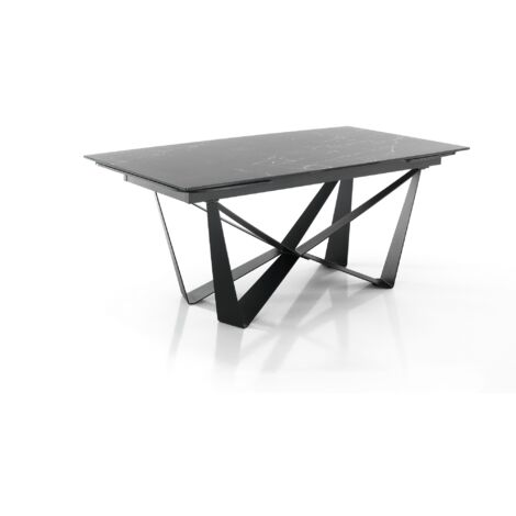 Mesa extensible con tapa de cerámica acabado Mármol Negro (1/3)