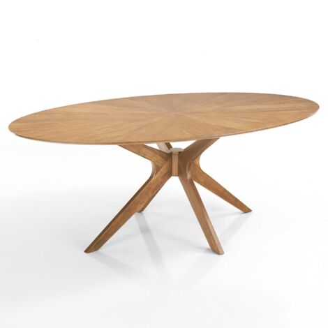 Mesa ovalada efecto madera acabado roble cm. Al.75 x P.110 x L.190