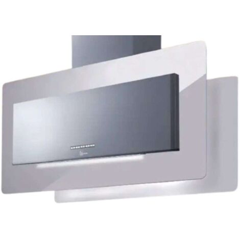 CAMPANA TRISIA ISOLA cm. 90x43 - Acero inoxidable, Cristal blanco - 800 m³/h