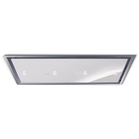 CAMPANA GEA FLAT cm. 120X60 - Acero inoxidable/Vidrio Blanco spot light - 800 m3/h