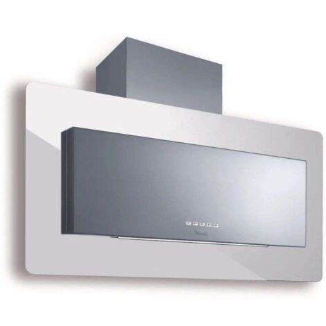 CAMPANA TRISIA cm. 90 - Acero inoxidable, Cristal Blanco - 800 m3/h