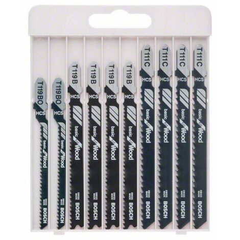 Bosch – Set de 10 lames de scie sauteuse T 119 BO – Pour bois dur – Coupe nette sans éclat – Basic for Wood (1/8)