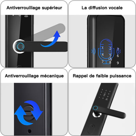 Blocco delle porte dell'impronta digitale,SDLOGAL,serratura intelligente anti -fusione,codice elettronico del codice password, con impronta digitale intelligente, nero