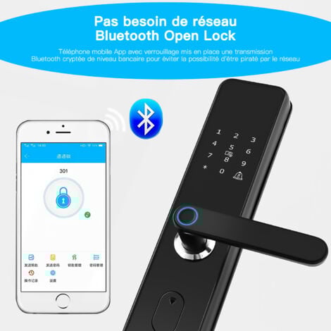 Blocco delle porte dell'impronta digitale,SDLOGAL,serratura intelligente anti -fusione,codice elettronico del codice password, con impronta digitale intelligente, nero