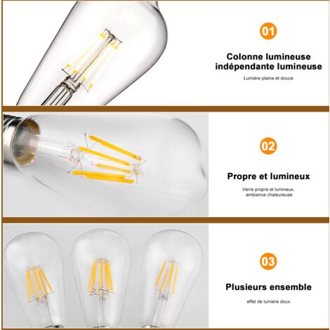 Lot de 10 Ampoule LED Vintage Edison Style Retro 4W E27 Antique Lampe décorative Blanc Chaud 2200K, en Verre Ambré - Efficacité Maximale et Économie d'Énergie - pour Restaurant Café Bar