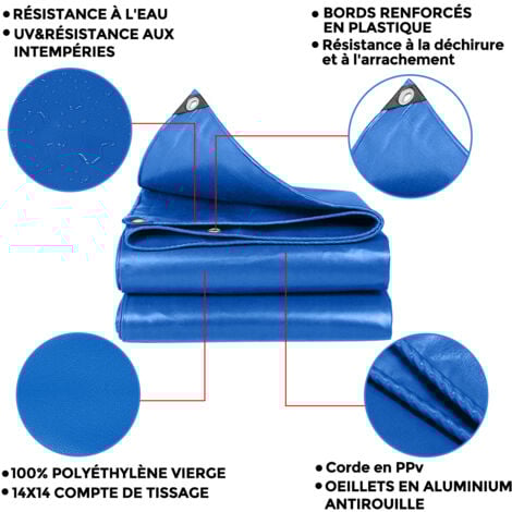 Impermeabilizzazione di 400 g/m² multiuso, SDLOGAL, telone protettivo 3x4m,telone extra resistente con occhielli illeggibili, camion da esterno a bassa impermeabilità, mobili da giardino, legname