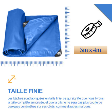 Impermeabilizzazione di 400 g/m² multiuso, SDLOGAL, telone protettivo 3x4m,telone extra resistente con occhielli illeggibili, camion da esterno a bassa impermeabilità, mobili da giardino, legname