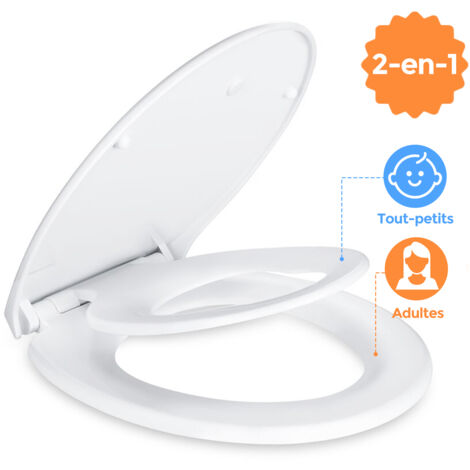 Sedile WC per famiglie, SDLOGAL Sedile WC con seggiolino magnetico per bambini, 46x37 cm/forma a O, freno anticaduta e cerniera regolabile, sedile WC per famiglie per bambini e adulti