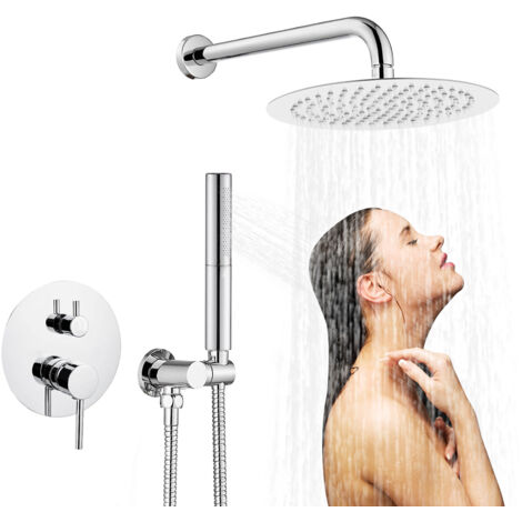 GGStudy Soffione Doccia Quadrato Ad Alta Pressione 40.6x40.6 Cm, Oro Spazzolato, Acciaio Inox 304 Con Ugelli Silicone - 2