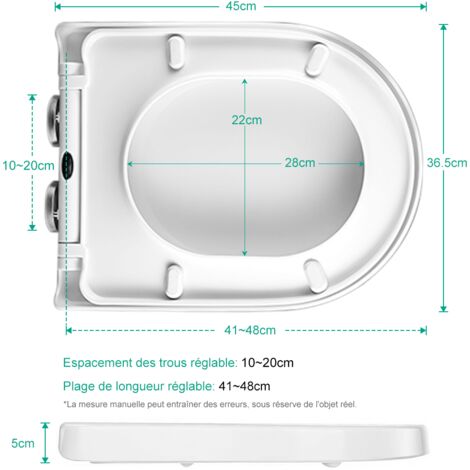 Gridando WC Brake Glasses Wilet, SDLOGAL, Sedile del water per bagno, 45 x 36,5 cm, bianco