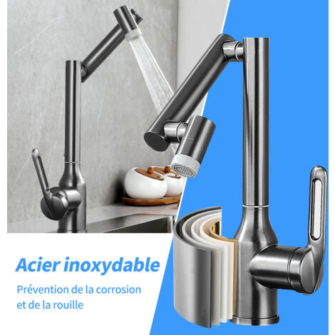 Rubinetto lavabo monocomando,SDLOGAL Rubinetto miscelatore alto per lavandino stufa rotazione a 360 gradi, rubinetto del bagno, acqua calda e fredda - tubo incluso