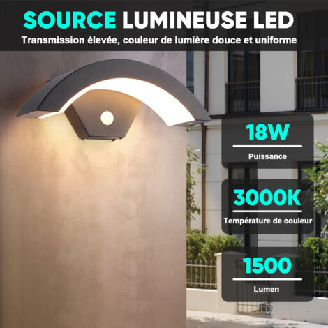 Lampada da Parete a LED SDLOGAL, Lampada da Parete a LED per Esterno/Interno da 18W con Sensore di Movimento, Illuminazione IP65 Lampada Moderna per Ingresso Giardino, 3000K