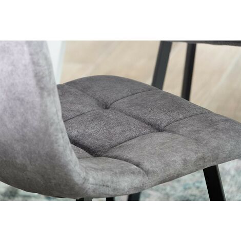 Pack de 4 sillas de comedor CAIRO tapizadas en tela chenilla gris y patas  de metal símil madera - Tienda de Sillas - Centro Mueble Online