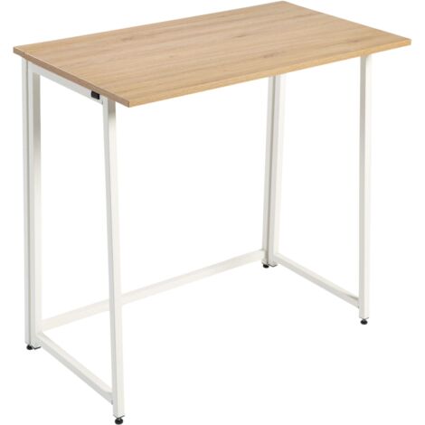 Mesa de Escritorio Plegable Rade para Oficina Estilo Moderno en Color Blanco y Roble Cambrian con Estructura Metálica 80x73x50 cm
