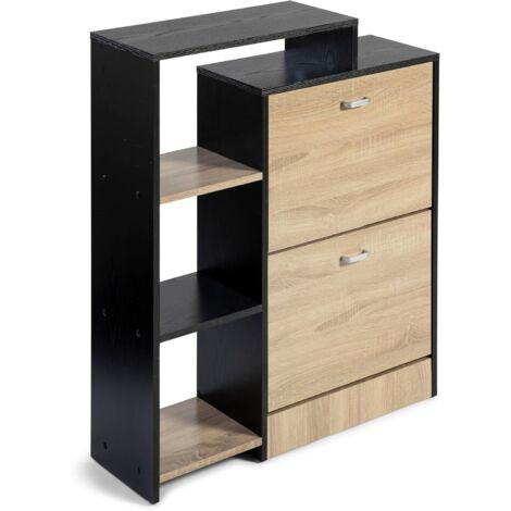 Zapatero Abatible Orlando 4 baldas 92x79x24 cm  Negro-Taupe (1/5)