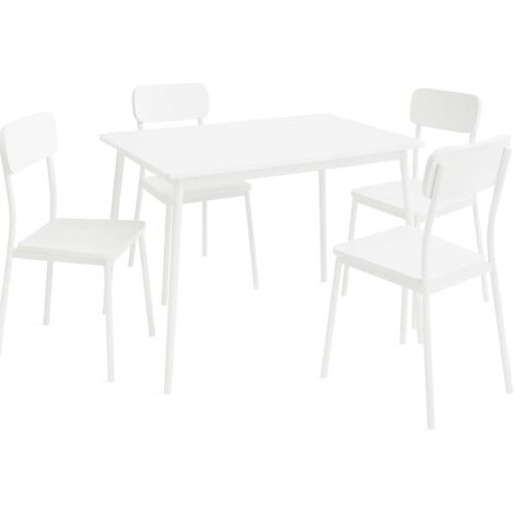 Conjunto Mesa y 4 sillas New XOBE  110x70 cm  Blanco